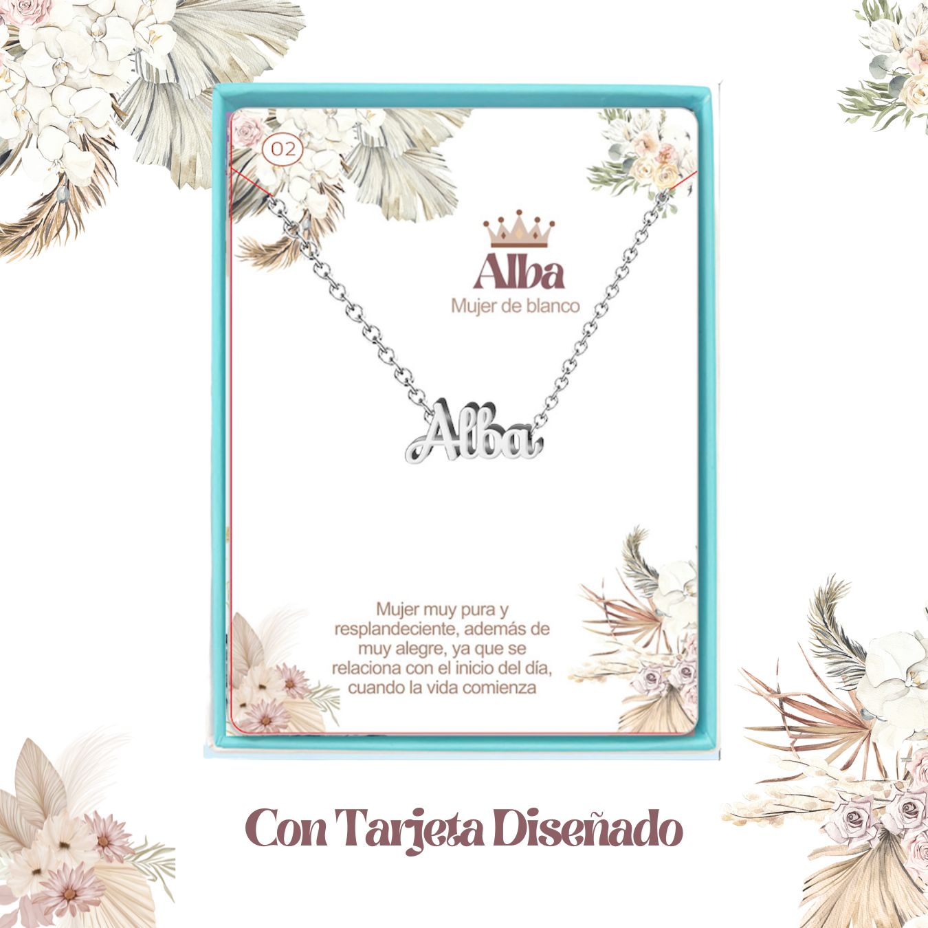 Collar Nombre  Alba Acero color Plateado