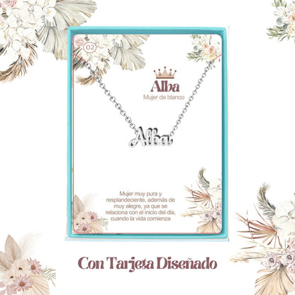 Collar Nombre  Alba Acero color Plateado