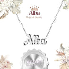 Collar Edición Nombre "alba" - Acero Tono Plateado textura