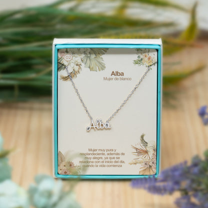 Collar Nombre  Alba Acero color Plateado