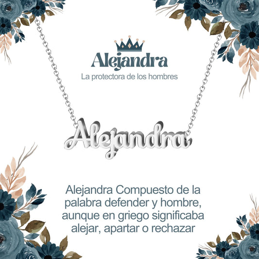 Collar Nombre  Alejandra Acero color Plateado