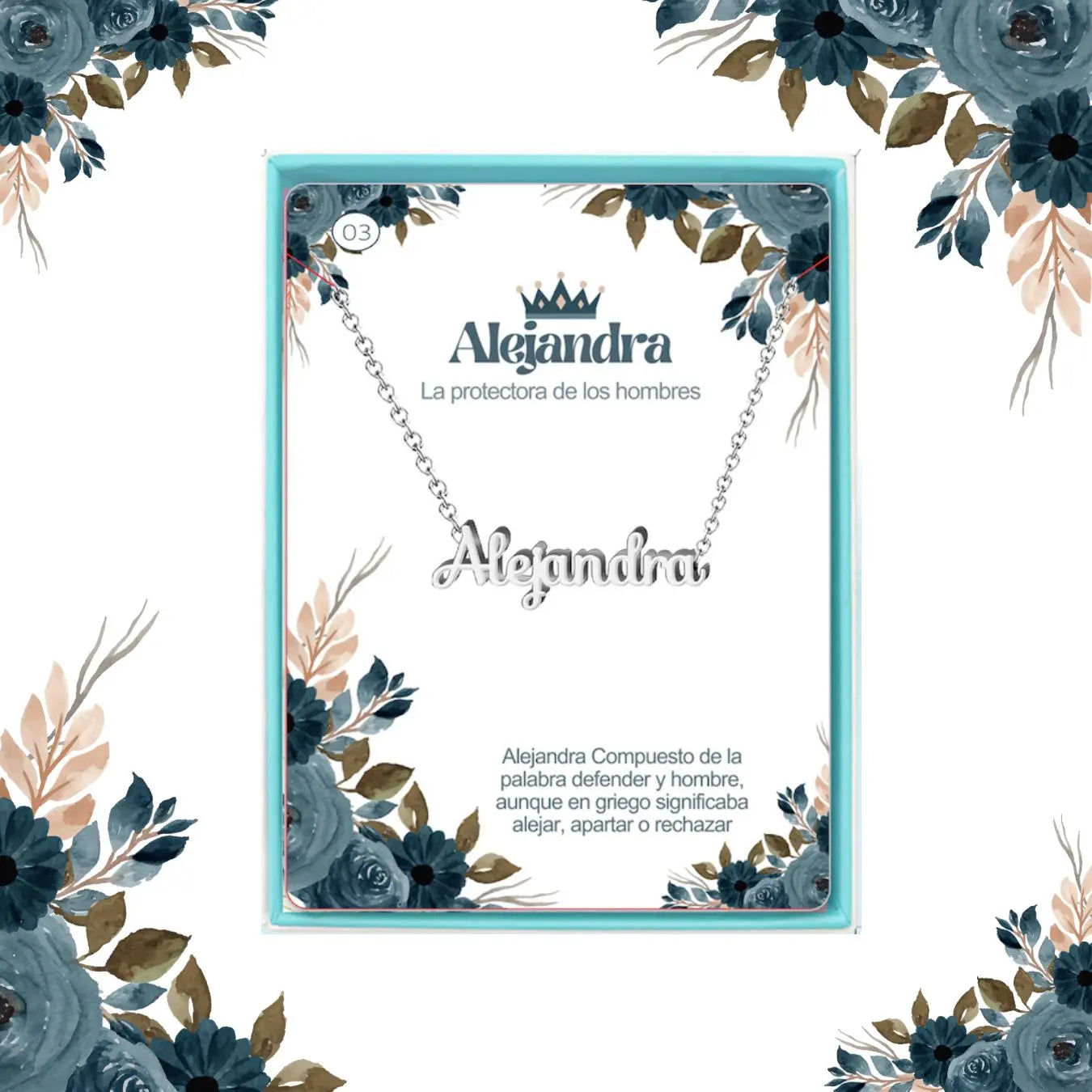 Collar con Nombre Alejandra - Acero Inoxidable Plateado - cotigo