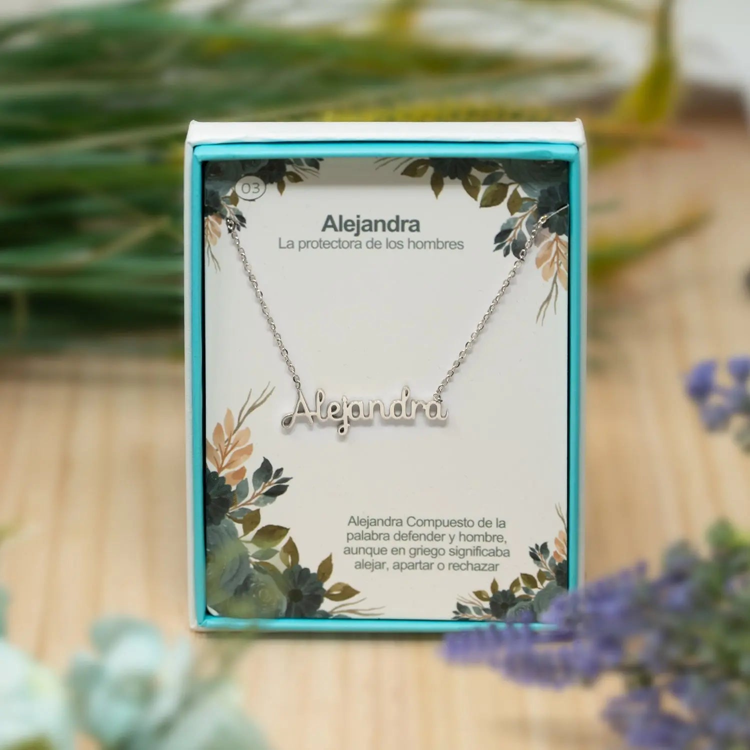 Collar con Nombre Alejandra - Acero Inoxidable Plateado - cotigo