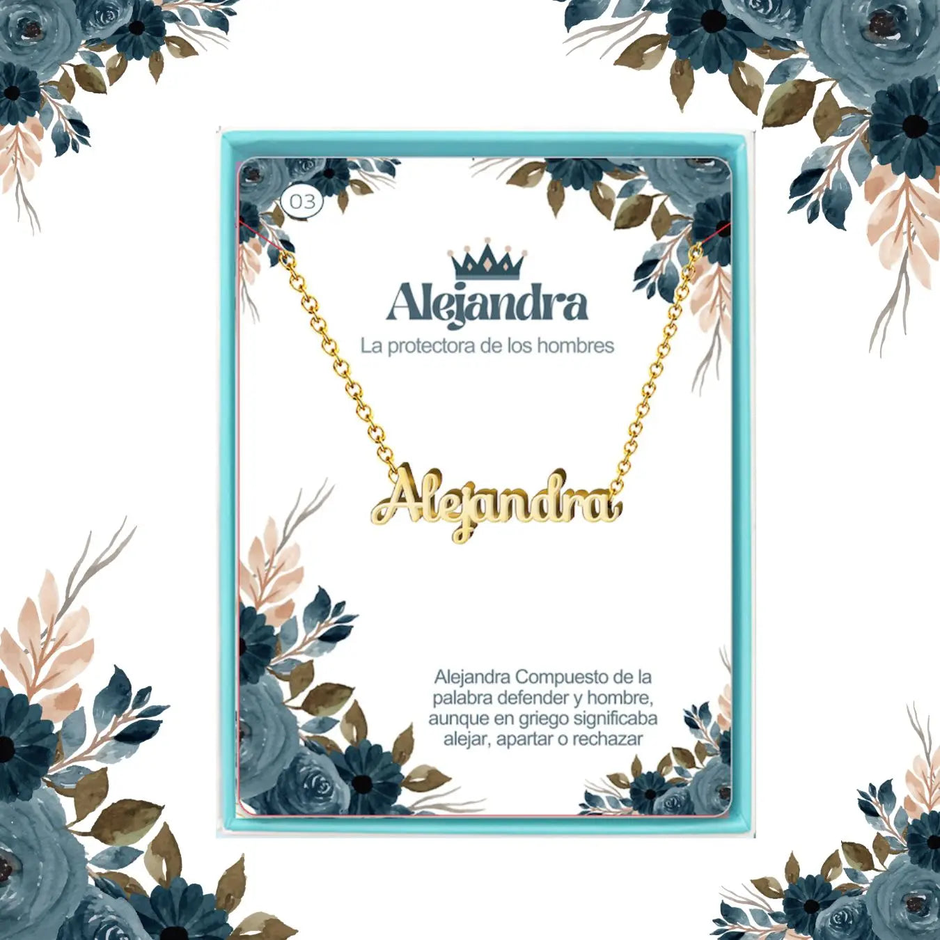 Collar con Nombre Alejandra - Acero Inoxidable Dorado - cotigo