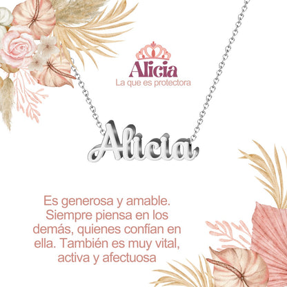 Collar Nombre  Alicia Acero color Plateado