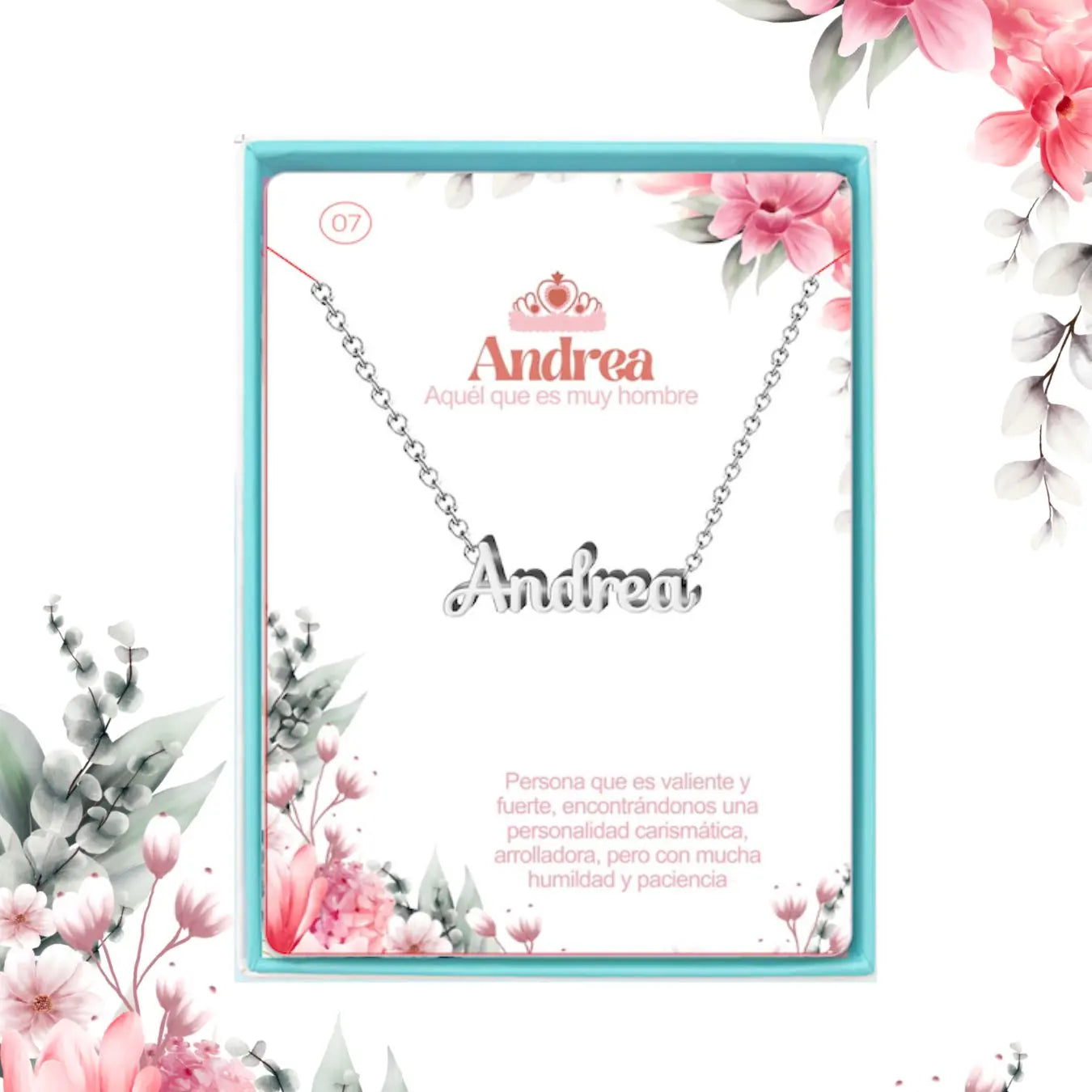 Collar con Nombre Andrea - Acero Inoxidable Plateado - cotigo
