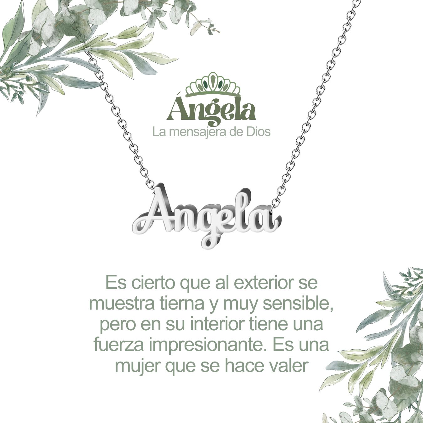 Collar Nombre  Angela Acero color Plateado