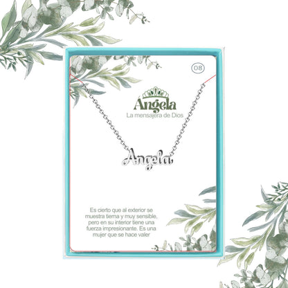 Collar Nombre  Angela Acero color Plateado