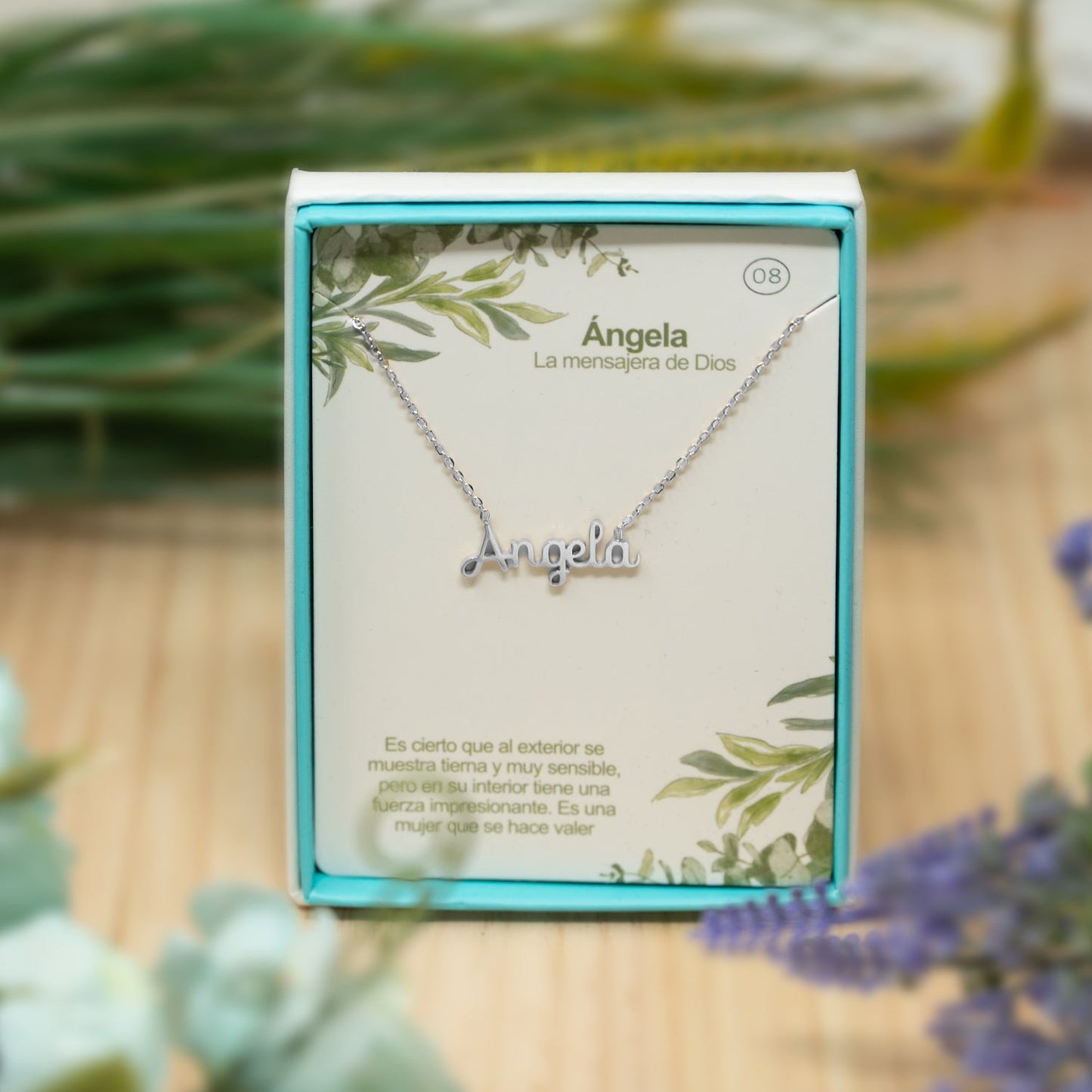 Collar Nombre  Angela Acero color Plateado