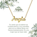Collar con nombre Ángela diseño angelical bañado en oro 14k significado de mensajera y luz regalo mujer bondadosa.