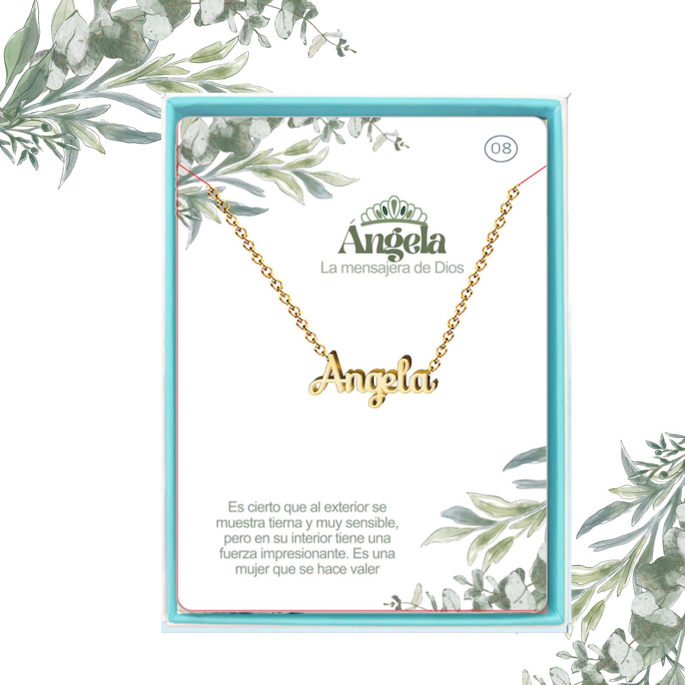 Collar Nombre  Angela Acero color Dorado