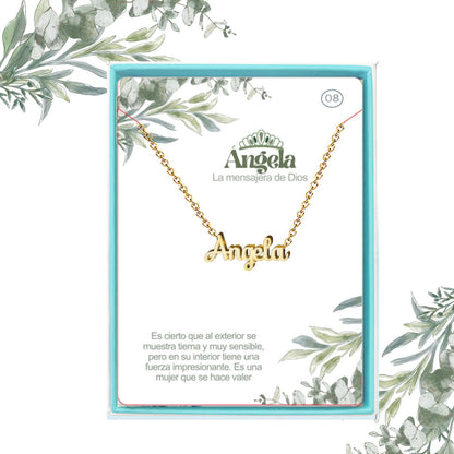 Collar Nombre  Angela Acero color Dorado