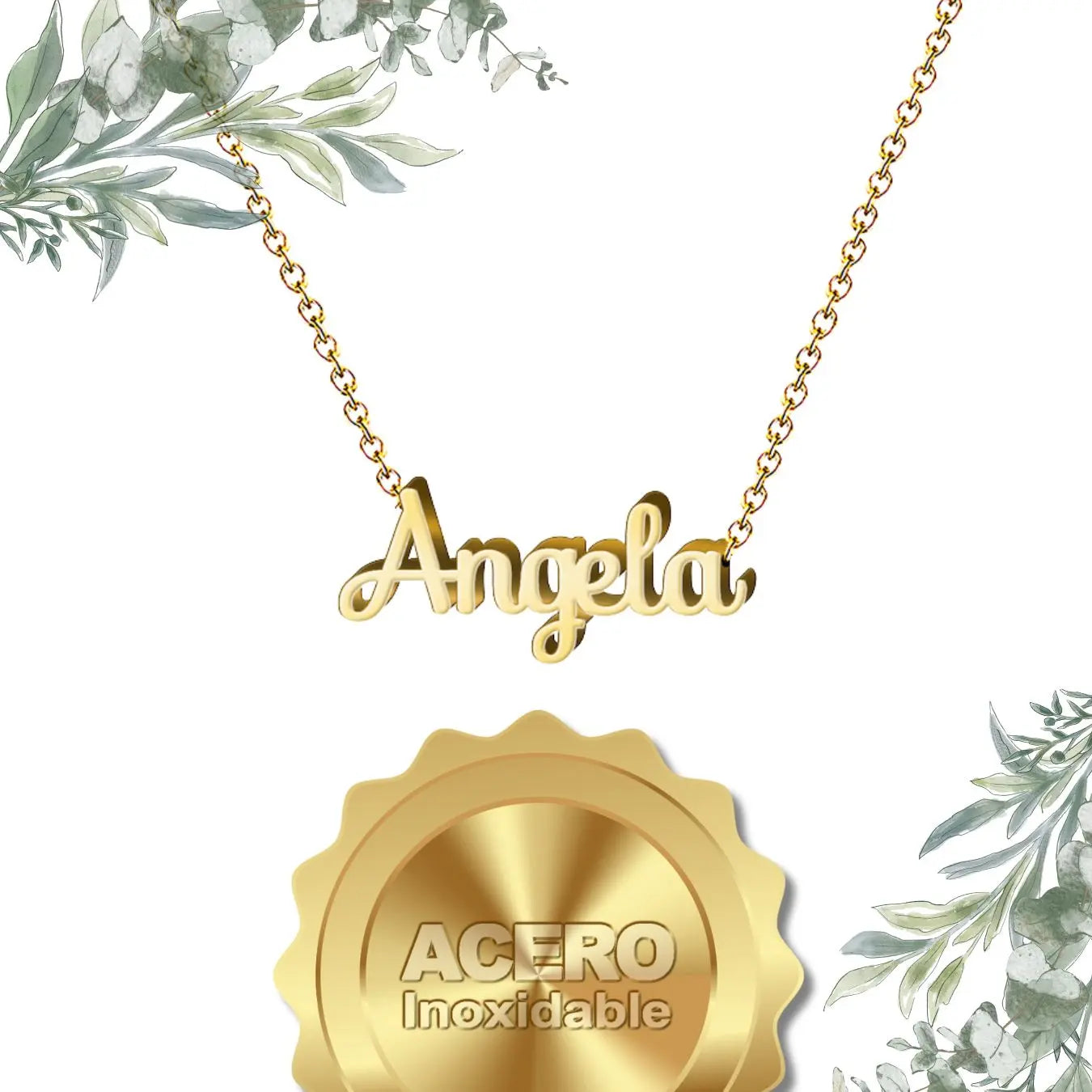 Collar con Nombre Angela - Acero Inoxidable Dorado - cotigo