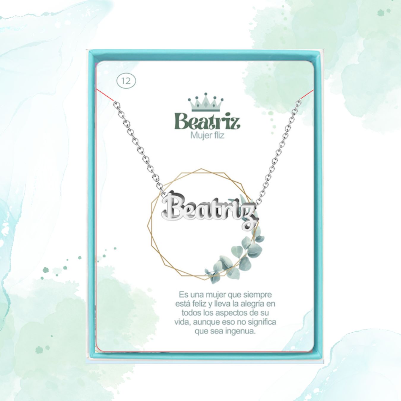 Collar Nombre  Beatriz Acero color Plateado