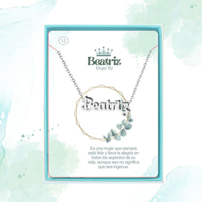 Collar Nombre  Beatriz Acero color Plateado