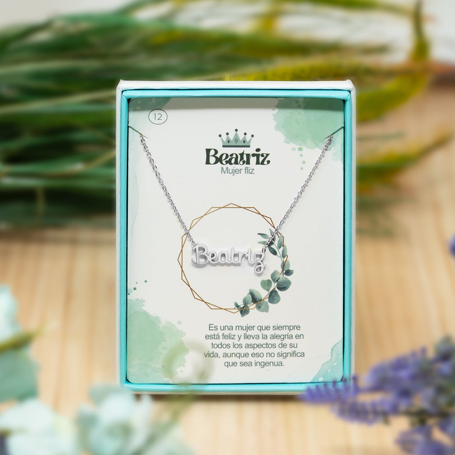Collar Nombre  Beatriz Acero color Plateado