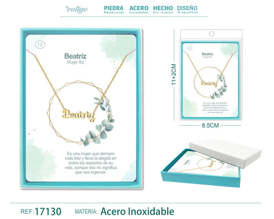 12 Collar Nombre- Belen -Acero Dorado