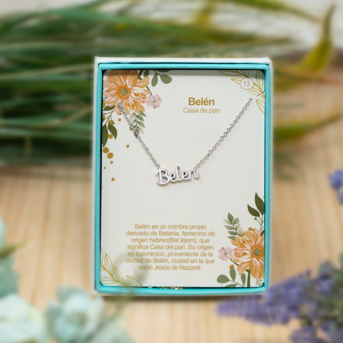 Collar Nombre  Belen Acero color Plateado