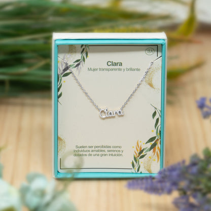 Collar Nombre  Claudia Acero color Plateado