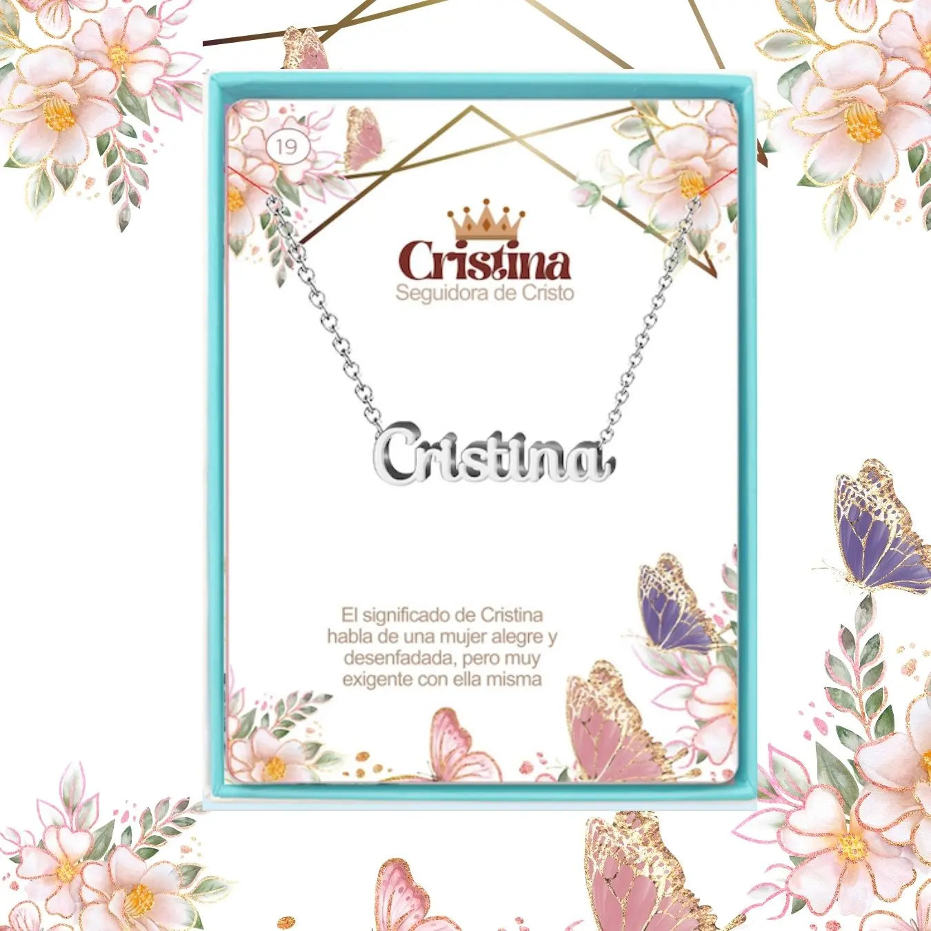 Collar con Nombre Cristina - Acero Inoxidable Plateado - cotigo