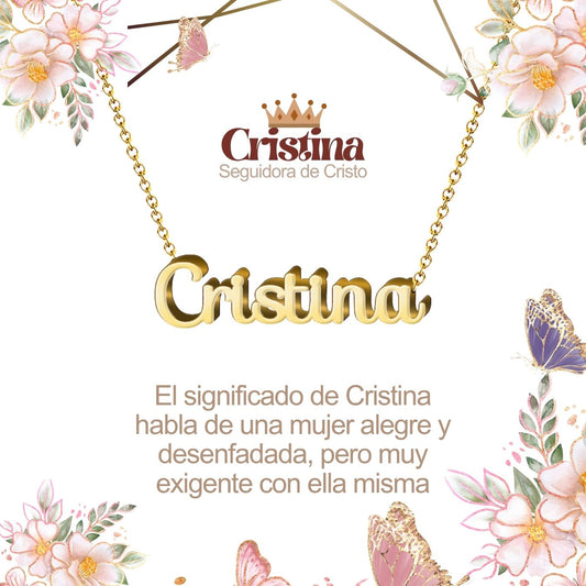 Collar Nombre  Cristina Acero color Dorado