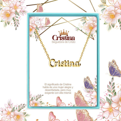Collar Nombre  Cristina Acero color Dorado