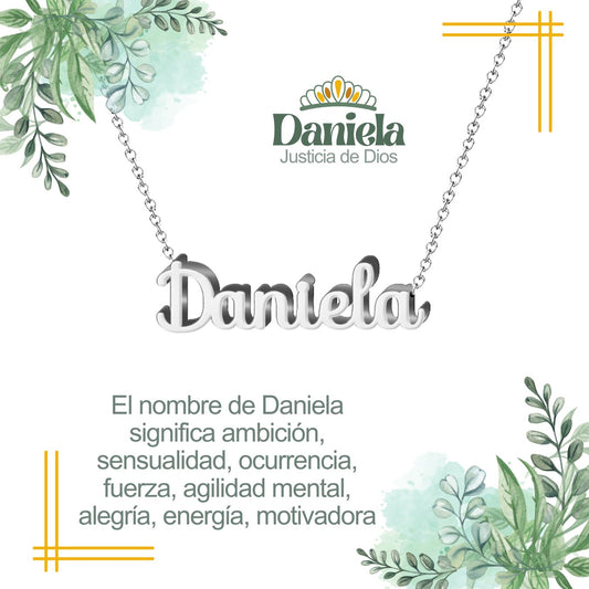 Collar Nombre  Daniela Acero color Plateado