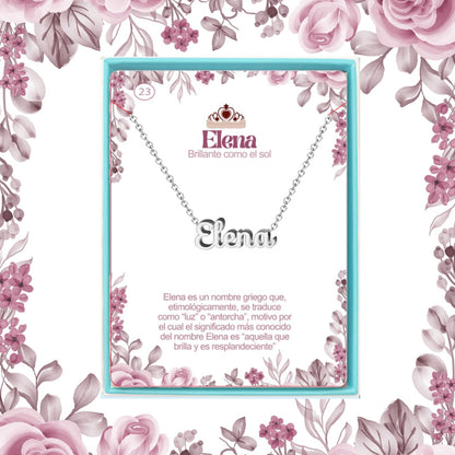 Collar Nombre  Elena Acero color Plateado