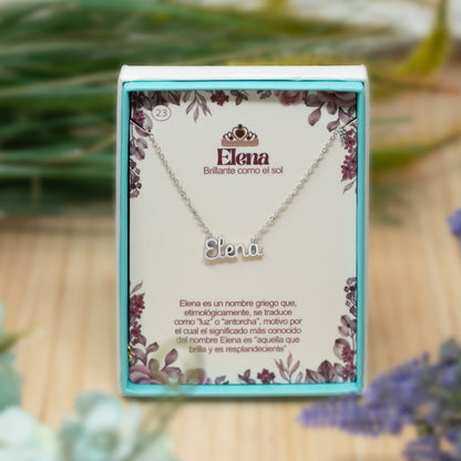 Collar Nombre  Elena Acero color Plateado