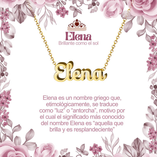 Collar Nombre  Elena Acero color Dorado