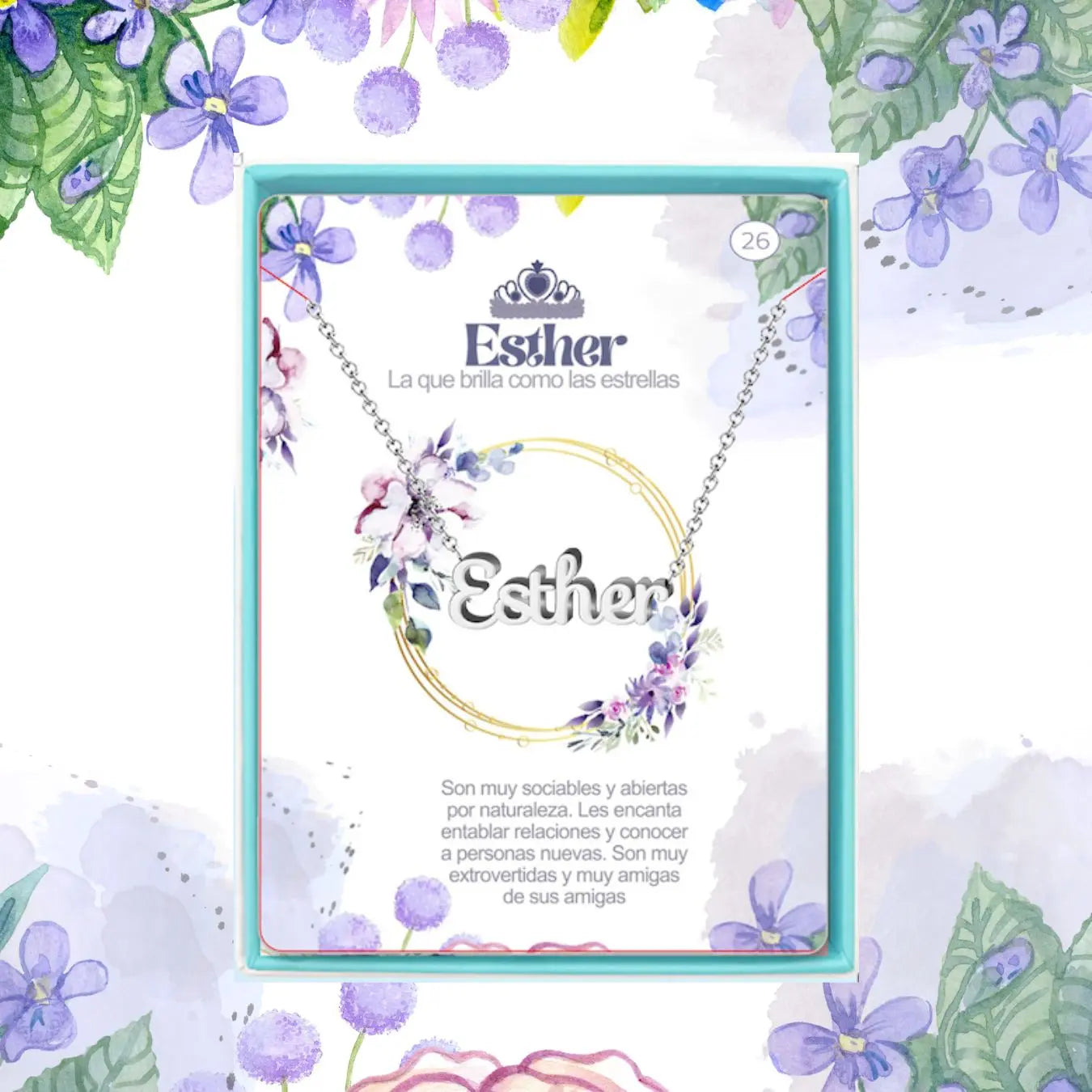 Collar con Nombre Esther - Acero Inoxidable Plateado - cotigo