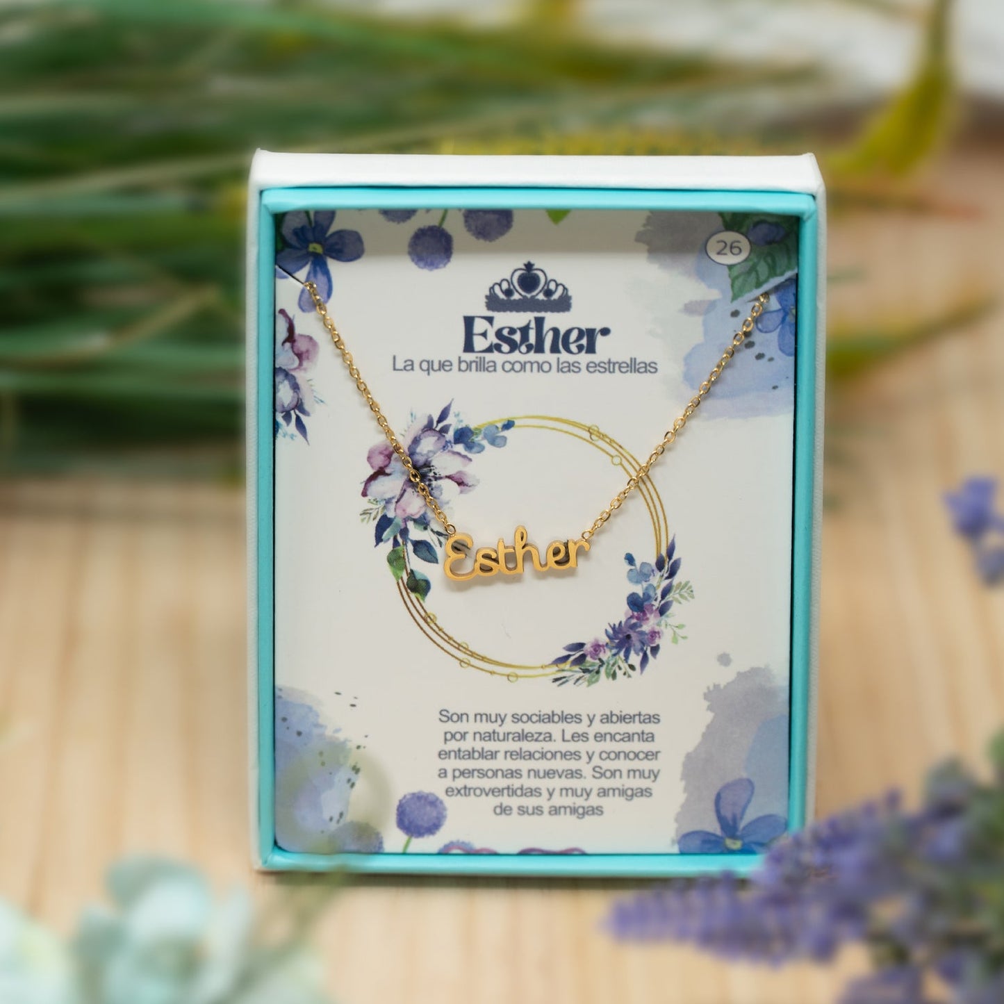 Collar Nombre  Esther Acero color Dorado