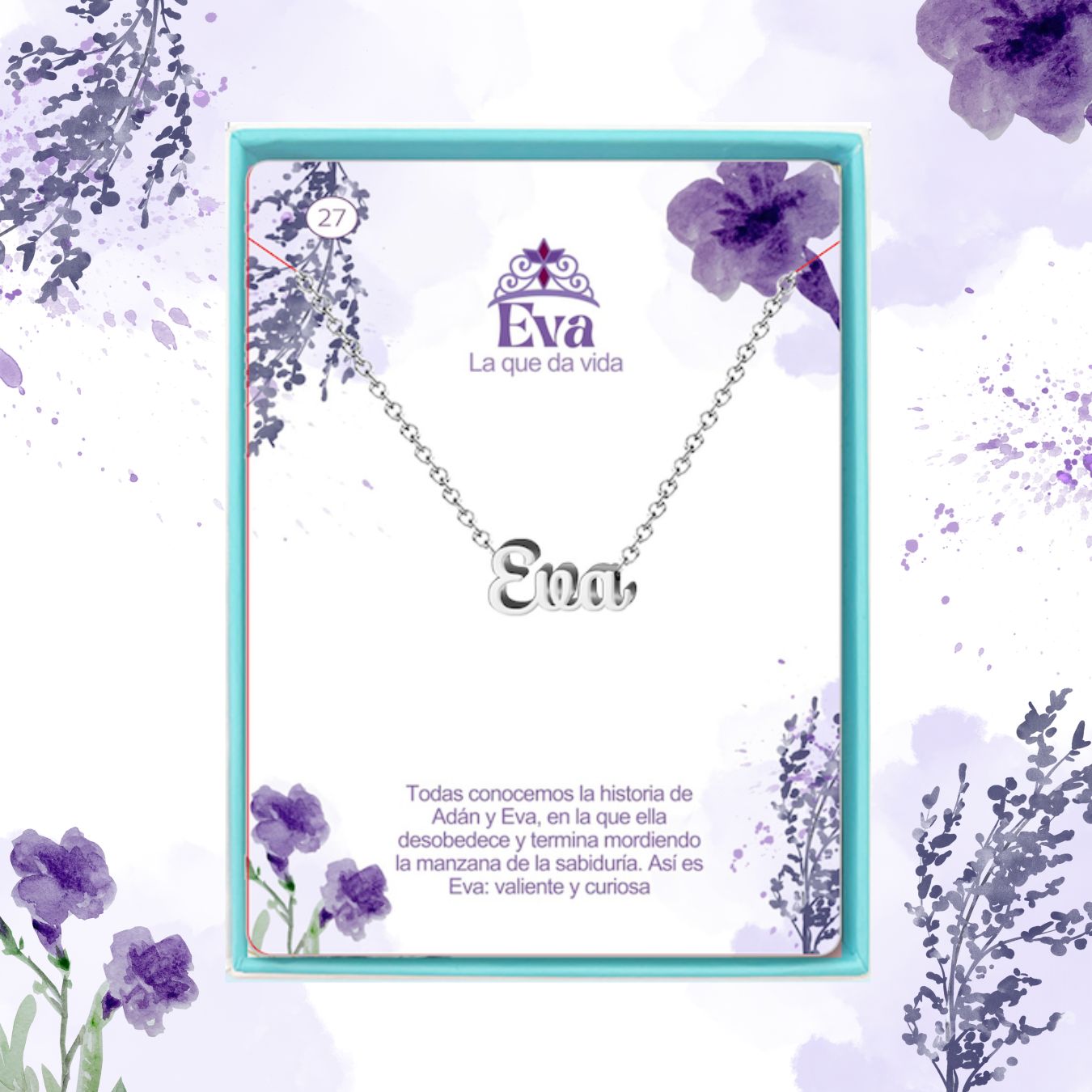 Collar Nombre  Eva Acero color Plateado
