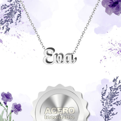 Collar Nombre  Eva Acero color Plateado