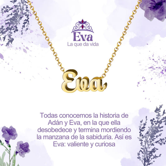 Collar Nombre  Eva Acero color Dorado