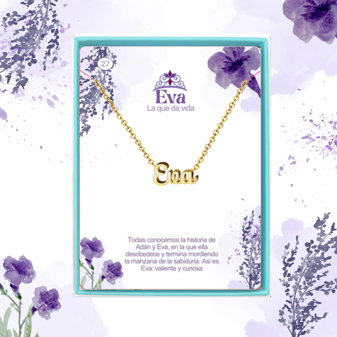Collar Nombre  Eva Acero color Dorado