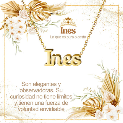 Collar Nombre  Inés Acero color Dorado