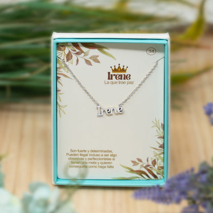Collar Nombre  Irene Acero color Plateado