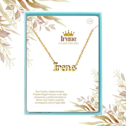 Collar Nombre  Irene Acero color Dorado