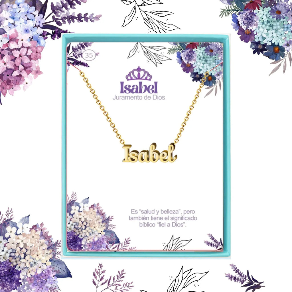 Collar Edición Nombre "isabel" - Elegancia Real Bañada en Oro 14K acabado