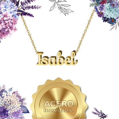 Collar Nombre  Isabel Acero color Dorado