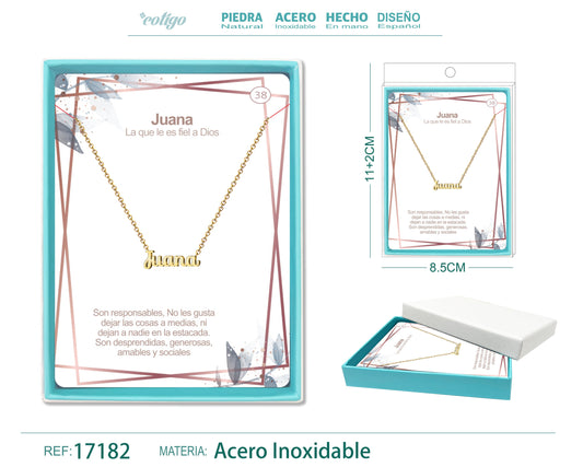 38 Collar Nombre- Juana -Acero Dorado