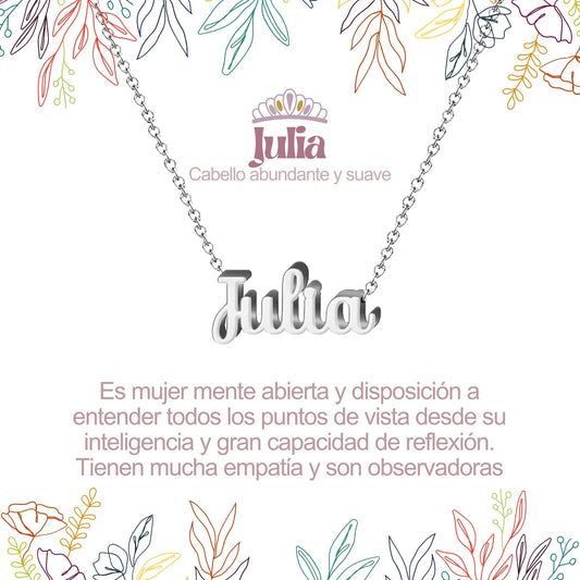 Collar Nombre  Julia  Acero color Plateado