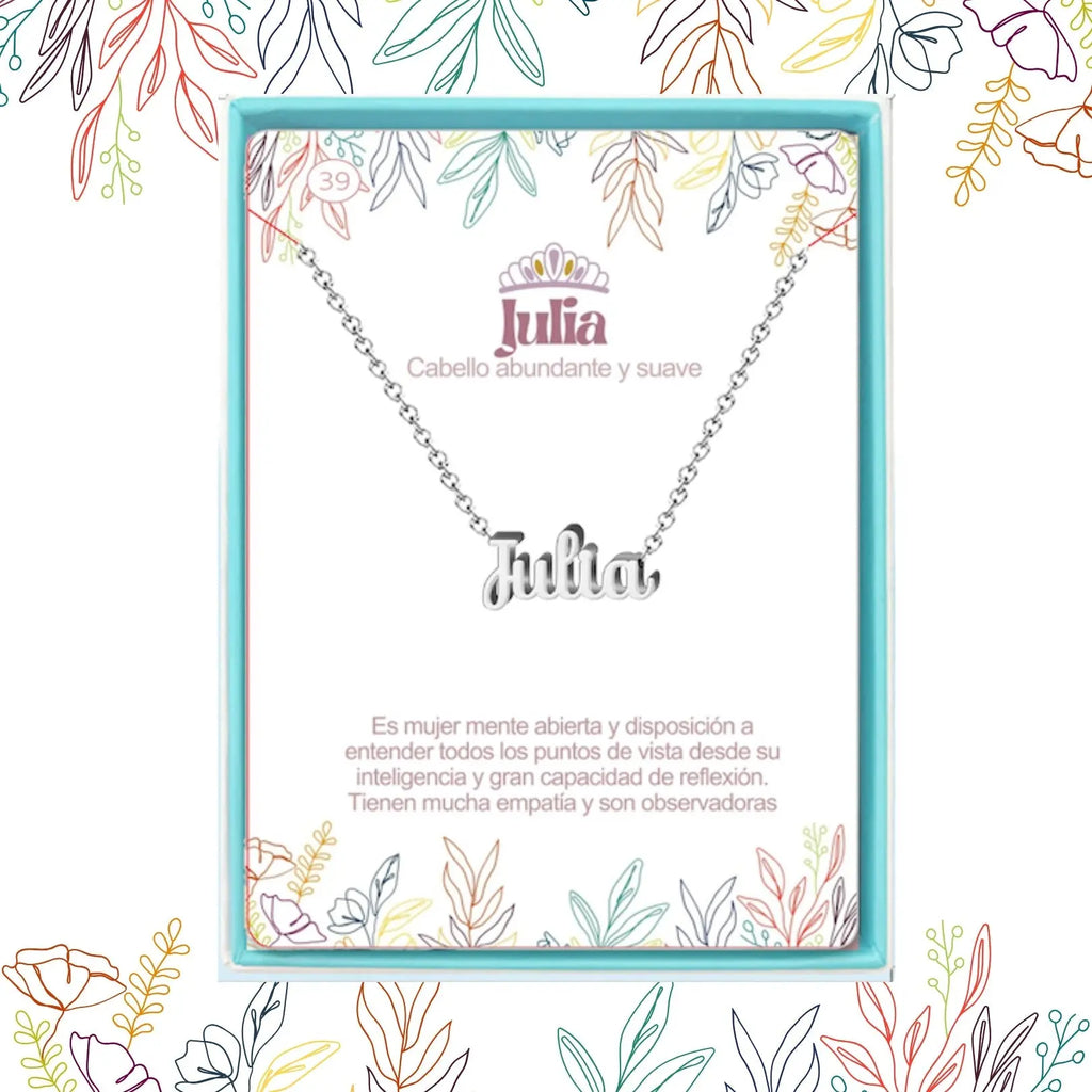 Collar Edición Nombre "julia" - Acero Tono Plateado acabado