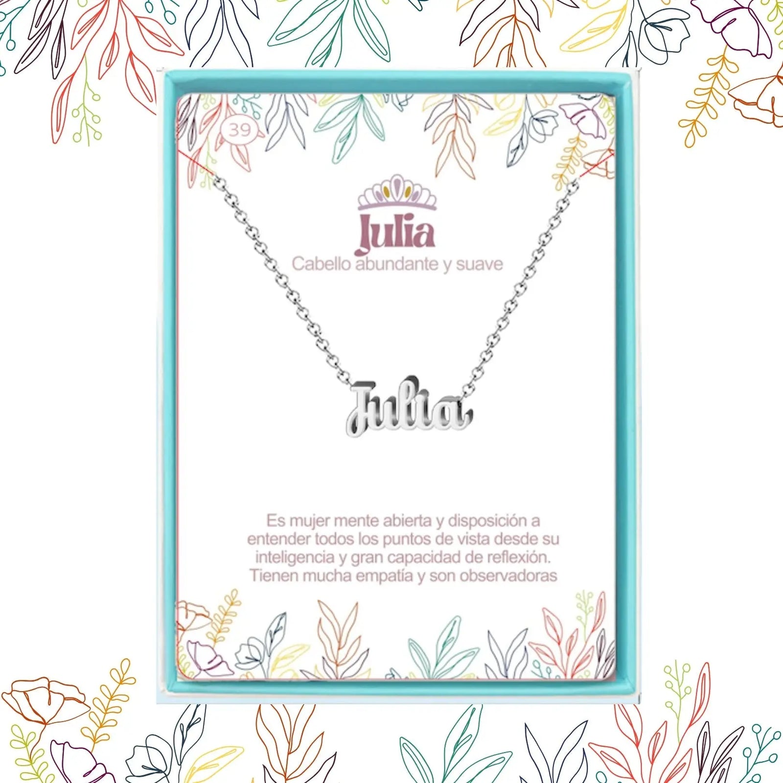 Collar Edición Nombre "julia" - Acero Tono Plateado acabado