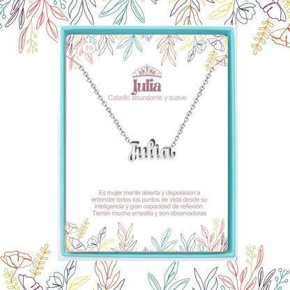 Collar Nombre  Julia  Acero color Plateado