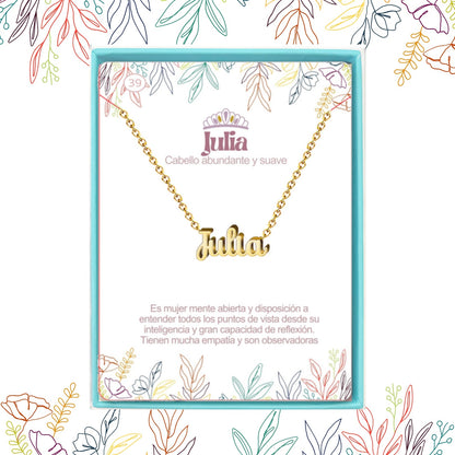 Collar Nombre  Julia  Acero color Dorado