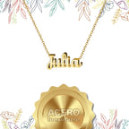 Collar Edición Nombre "julia" - Juventud Y Elegancia Bañada en Oro 14K textura