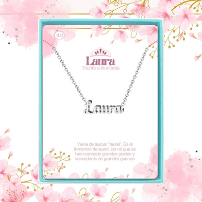 Collar Nombre  Laura Acero color Plateado
