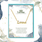 Collar Edición Nombre "lorena" - Símbolo de Victoria Bañada en Oro 14K acabado